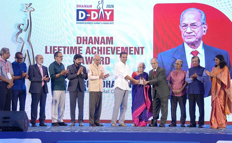ധനം ലൈഫ് ടൈം അച്ചീവ്‌മെന്റ് അവാര്‍ഡ് ഡോ. ഇ. ശ്രീധരന് സമ്മാനിച്ചു