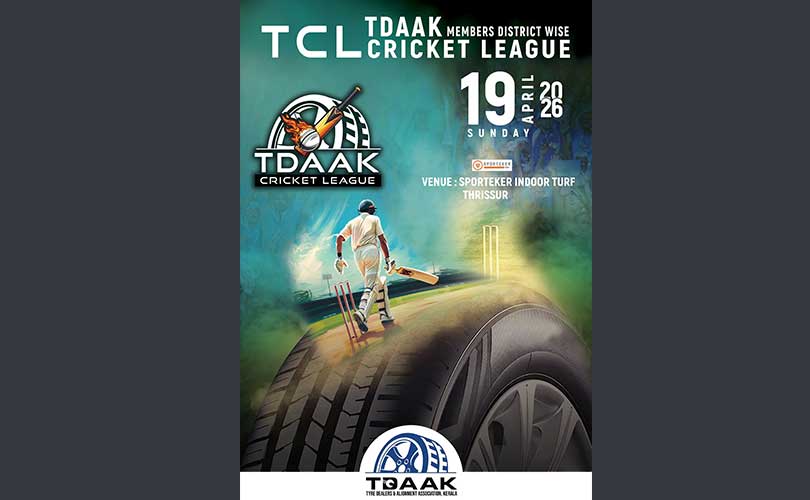 ടയര്‍ ഡീലേഴ്സ് ആന്‍റ് അലൈന്‍മെന്‍റ് അസോസിയേഷന്‍ നേതൃത്വത്തിലുള്ള  ടിഡാക്ക് റ്റി സി എല്‍ ക്രിക്കറ്റ് ലീഗ് തൃശ്ശൂരില്‍ 19 ന് നടക്കും