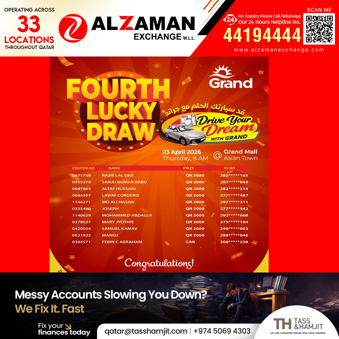 ഗ്രാൻഡ് മാള് മെഗാ പ്രൊമോഷൻ നാലാം ഘട്ട വിജയികളെ തെരെഞ്ഞെടുത്തു