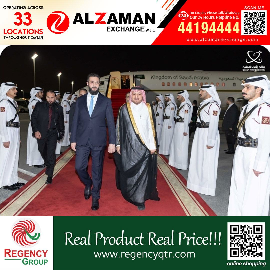 സിറിയൻ പ്രസിഡന്റ് അഹമ്മദ് അൽ ഷറ ദോഹയിലെത്തി; വിവിധ ചർച്ചകളിൽ പങ്കുചേരും

