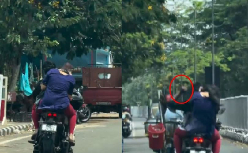 ബെക്കിന്റെ പിന്നിലിരിക്കുന്ന യുവതിയെ ക്രൂരമായി മർദ്ദിച്ച് യുവാവ്; വീഡിയോ ദൃശ്യങ്ങൾ പുറത്ത് 