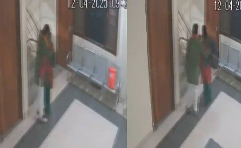 ബിജെപി ജില്ലാ പ്രസിഡന്റ് പാർട്ടി പ്രവർത്തകയെ ആലിം​ഗനം ചെയ്തത് വിവാദമാകുന്നു 