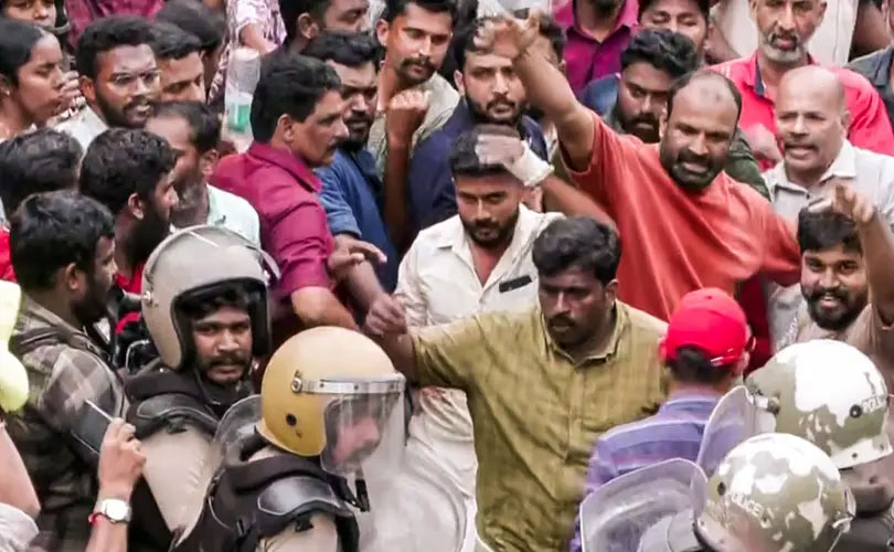 സിപിഎം ഓഫീസ് വളഞ്ഞ് പൊലീസ് സംഘം; ഇഡിയുടെ വാഹനം തകർത്ത നാല് സിപിഎം പ്രവർത്തകർ അറസ്റ്റിൽ