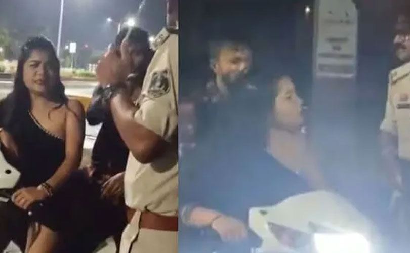 മദ്യലഹരിയിൽ യുവതി പൊലീസിനെ അസഭ്യം പറഞ്ഞു; വീഡിയോ വൈറൽ 