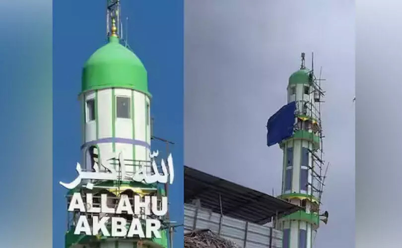  മോ​ദി​യു​ടെ രാമേശ്വരം സ​ന്ദ​ർ​ശ​ന​ത്തോ​ട​നു​ബ​ന്ധി​ച്ച് മസ്ജിദിന്റെ മിനാരം മറച്ചെന്ന് ആരോപണം