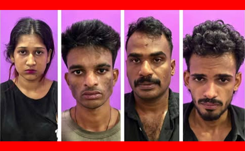 എംഡിഎംഎയുമായി ലോഡ്ജിൽ; കൊല്ലം സ്വദേശിനിയായ യുവതി ഉൾപ്പെടെ നാലുപേർ പിടിയിൽ 
