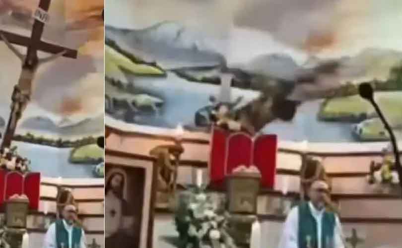 പള്ളിയിൽ കുർബാനയ്ക്കിടെ ദേഹത്തേക്ക് കൂറ്റൻ കുരിശ് പതിച്ചു; വൈദികന് ദാരുണാന്ത്യം