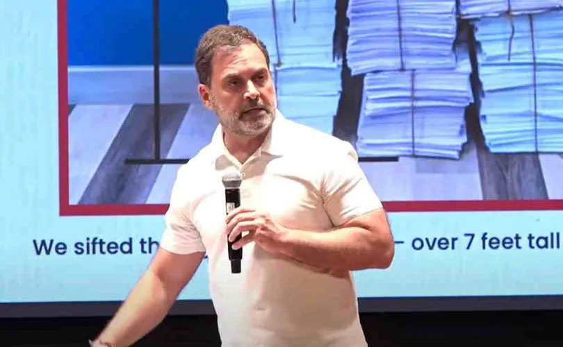  രാജ്യ‌ത്ത് തെരഞ്ഞെടുപ്പുകളിൽ വൻതോതിൽ കൃത്രിമം നടന്നെന്ന് രാഹുൽ ​ഗാന്ധി