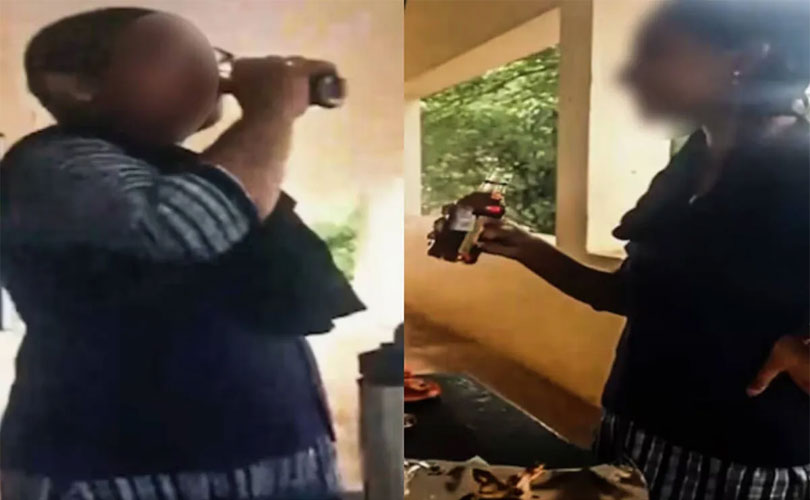 സർക്കാർ സ്കൂൾ വരാന്തയിൽ വിദ്യാർഥിനികളുടെ മദ്യപാനം; വീഡിയോ ദൃശ്യങ്ങൾ പുറത്ത് 