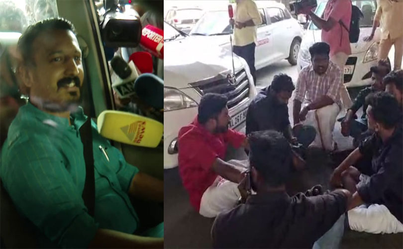 വിമത സ്വരം: രാഹുൽ മാങ്കൂട്ടത്തിലിന്റെ കാർ തടഞ്ഞ് എസ്.എഫ്.ഐ. പ്രതിഷേധം